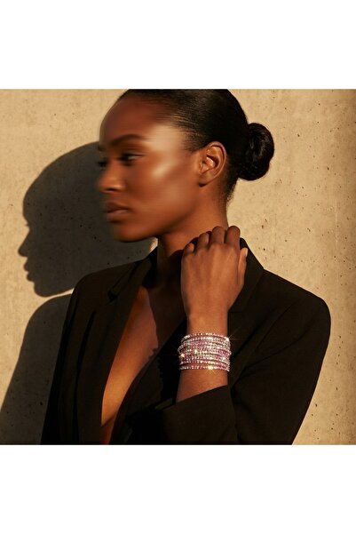 COCOSH TAKI Mor pembe hologram zirkon parlak taşlı çoklu üç adet bileklik