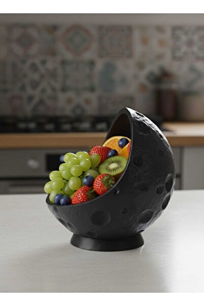 Storizaa Modern Tasarım Dekoratif Sunum Tabağı, Siyah Tasarım Meyvelik & Atış...