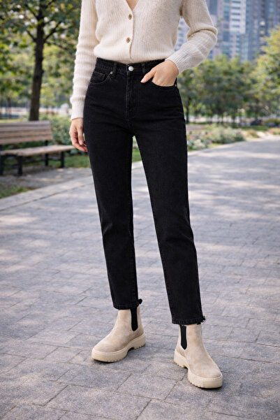 DELDNM Luna Vintage Black High Waist Stretch Fabric Women's Mom Jean