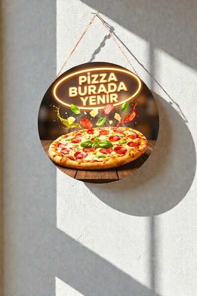 Nod Pizza Is Eaten Here Visual Stringed Wooden Wall Door Painting, Pizza Hall, Cafe, Restaurant Decor