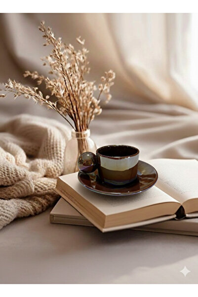 Deniz Kızı Seramik فنجان قهوة مريرة مزخرف / سيراميك مصنوع يدويًا