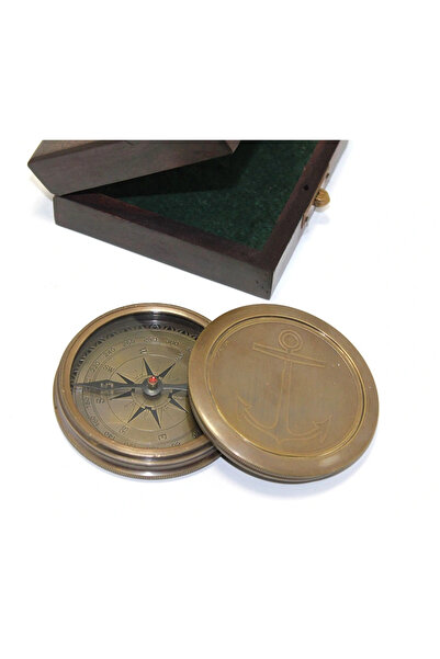 Vivesta Shop بوصلة نحاسية مع صندوق خشبي