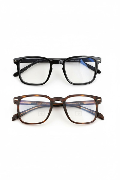 BAPPİR 2-Piece Blue Light Protective Glasses Optical Compatible Set Square Black and Leopard