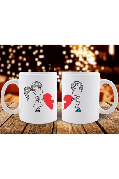 specialgift Set of 2 Personalized Mugs 'Broken Heart'