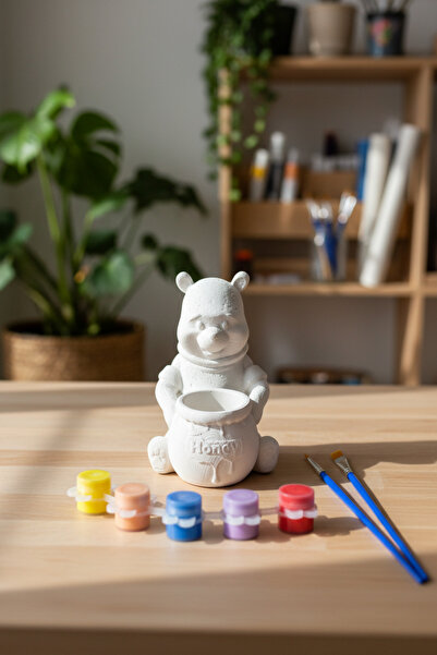 adanaçiçekliatölye WİNNİE THE POOH ŞEKİLLİ BAL KAVANOZLU KALEMLİK BOYAMA SETİ