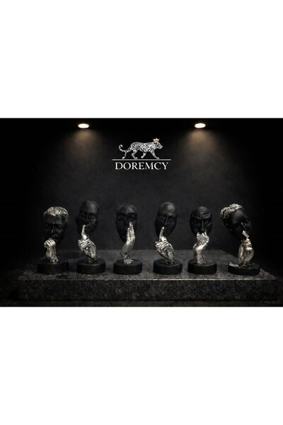 Doremcy 6’lı Polyester Döküm Biblo Seti 7x15 cm Salon, Ofis, Masaüstü Dekorat...