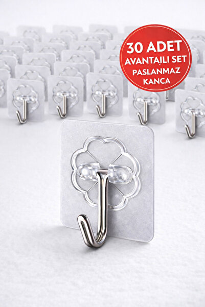 TOYFEST 30’lu Şeffaf Çiçek Tasarımlı Güçlü Yapışkan Askı – Delme Gerektirmez,...