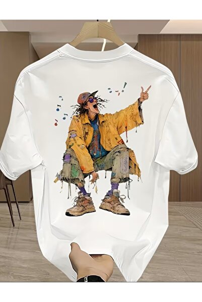 LELVANİ Tricou cu design imprimat ilustrativ, unisex