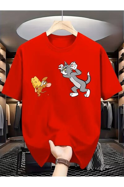 oneagılyazı Men's and Women's Vintage Tom and Jerry Chase Graphic T-Shirt