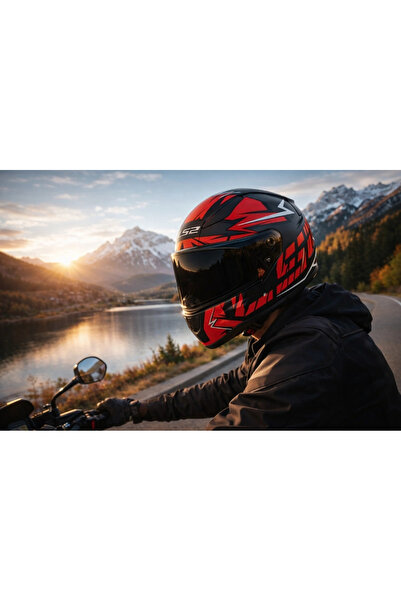 LS2 RAPID 2 CROMO MAT SİYAH-KIRMIZI KASK (SİYAH VİZÖR)