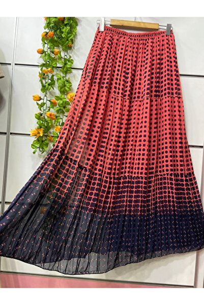 edu collection 3-Layer Patterned Chiffon Skirt with Lining