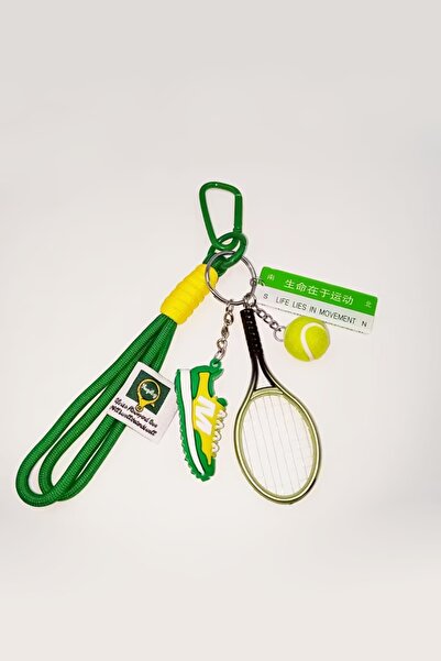 İLKYAZ Tennis Racket and Shoes Green Bag Charm and Purse Accessory Keychain