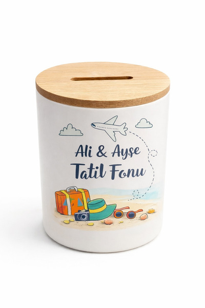 Bymiel Kişiye Özel İsimli Tatil Fonu Seramik Kumbara