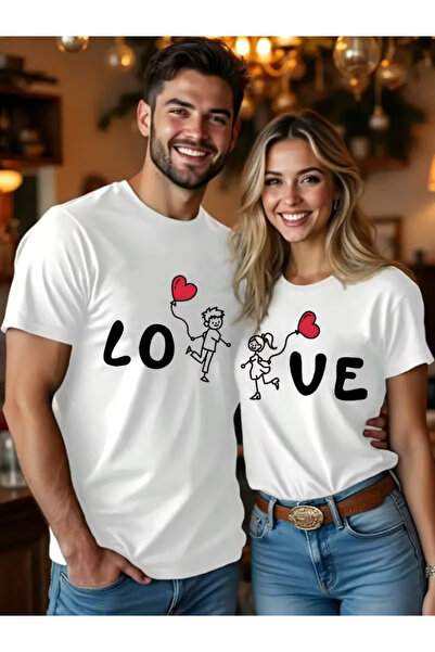 one button Σχέδιο χαρακτήρων κινουμένων σχεδίων με την επιγραφή «Love», ζευγά...