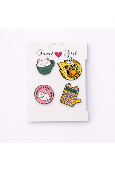 fafa home 4'lü Çelik Renkli Pin Rozet Yaka Broş Çanta Aksesuar