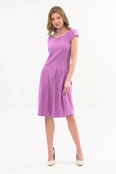 Bonnie Clyde Women's Lilac Shirred Zipper Detailed Short Dress - Lilac - Bcp1.39F01W-1N00-36Lil