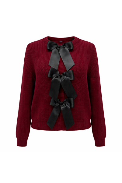 My love butik Selenci̇k Knitted Women's Tricot Cardigan with Bow