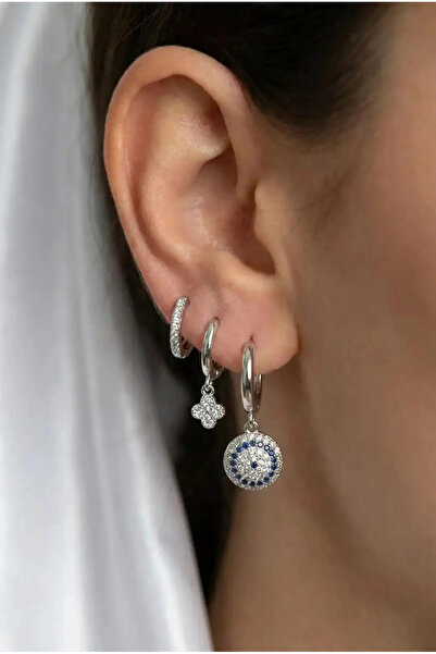 Dorvina Nazar Model Silver Color Brass 3-Piece Women's Earring Set Tarnish Re...