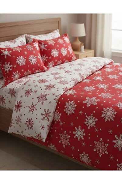 Alpateks Home طقم غطاء لحاف مزدوج الجانب بنمط منظر شتوي مع ندف الثلج، 100% قط...