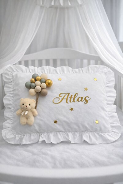 Bonika Ruffled Baby Jewelry Pillow with Bubble Teddy Bear