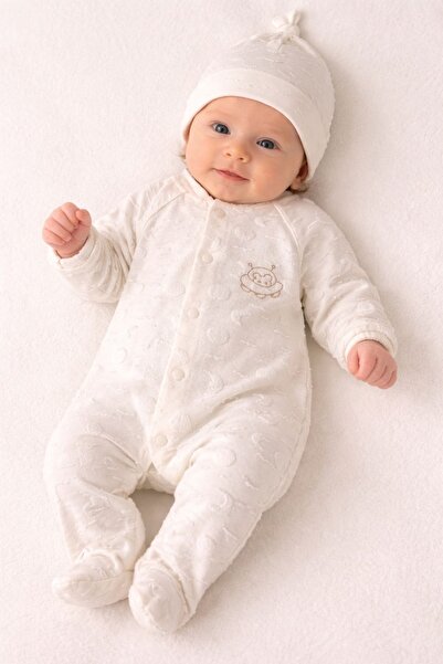MixMax Bebe Baby Boy Space Jacquard Hat + Jumpsuit 100% Cotton