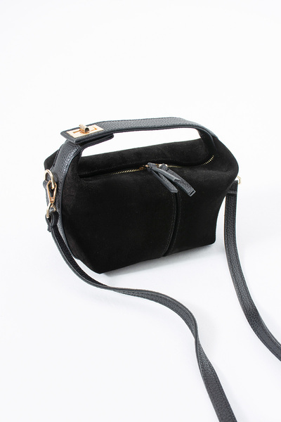 Sira Official Lumo Siyah Süet Hakiki Deri Çapraz Çanta