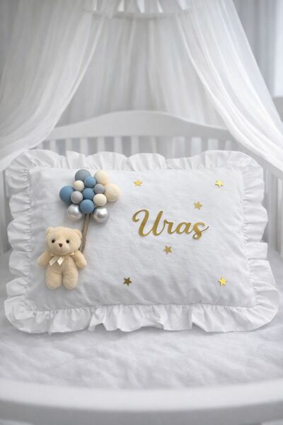 Bonika Ruffled Baby Jewelry Pillow with Bubble Teddy Bear