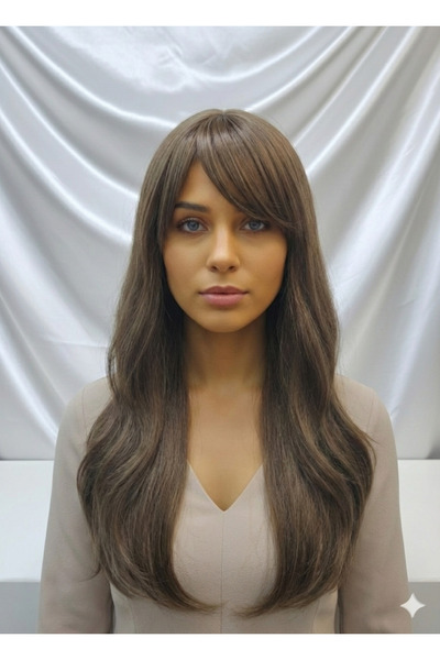 Takıcım Pırıltı Uzun kahverengi peruk