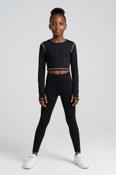 Colorinas سروال ضيق للفتيات ذو خصر عالٍ من فليتي