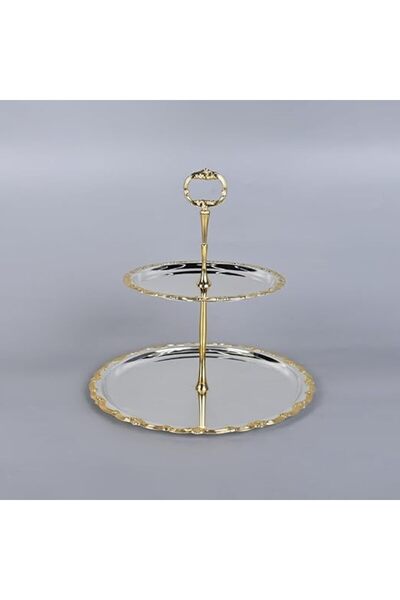 Generic Two-Tier Serving Tray in Silver Color