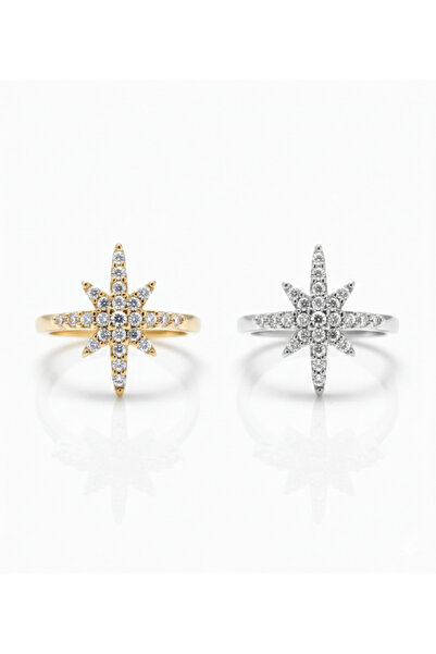 Ervalina Set of 2 Zircon Stone Large North Star Rings (Adjustable)