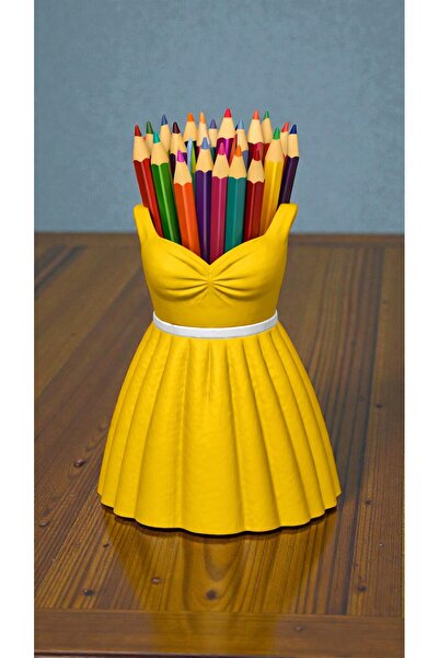 krh 3d print Colorful Crayons Pen Holder with Dress Design |   Desktop Decorative Pen Organizer