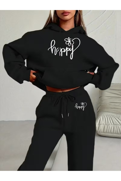 Sweet Cotton Unisex Custom Happy Printed Hoodie Set