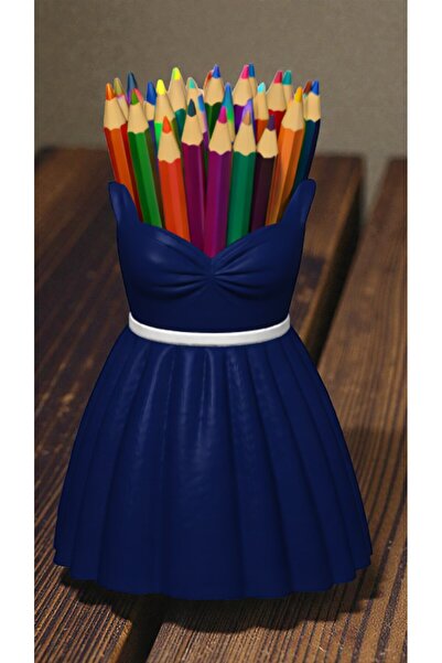 krh 3d print Colorful Crayons Pen Holder with Dress Design |   Desktop Decorative Pen Organizer