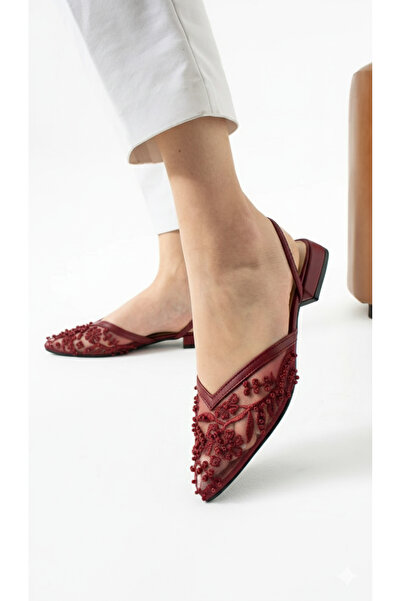CICIKIZ Benice, Embroidery on the Upper Part, Beadwork on the Embroidery, Rubber Sole Detail on the Back, Six-Jurdan Shoes.