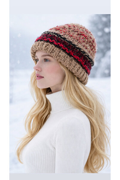 Tanem Çarşı Hand-Knitted Special Design Wool Beret