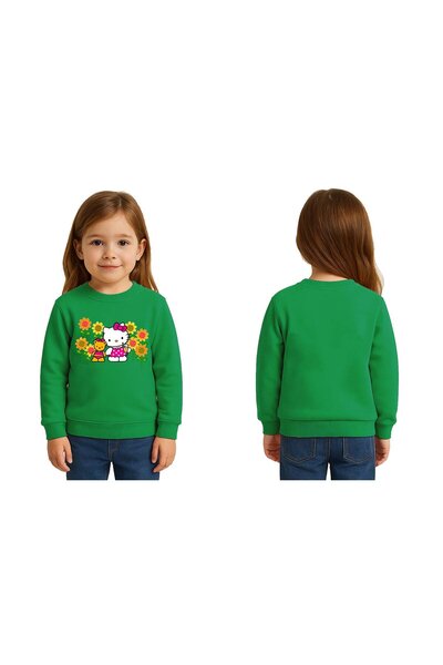 SEDİRLİ سويت شيرت للأطفال من الجنسين هيلو كيتي مطبوع مكون من 3 خيوط