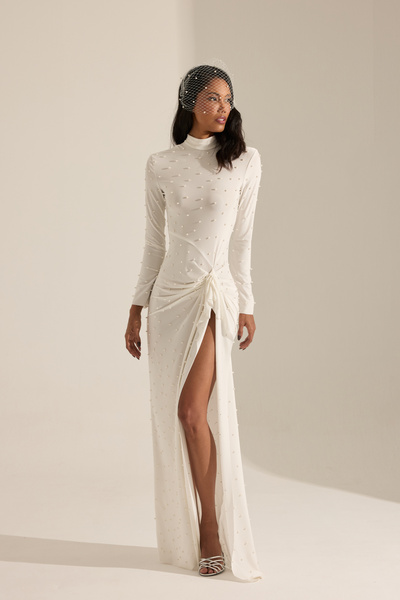 BETTY & SAM Coventry İnci Detaylı Beyaz Uzun Elbise