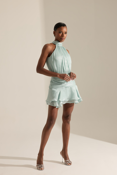 BETTY & SAM Colmar Su Yeşili Şifon Mini Elbise