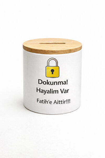 Bymiel Kişiye Özel İsimli Dokunma! Hayalim Var – KilitTasarımlı Seramik Kumbara