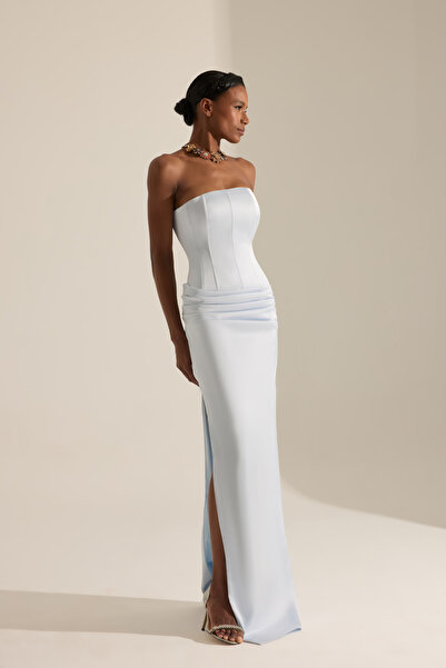 BETTY & SAM Daisy Açık Mavi Straplez Gece Elbisesi