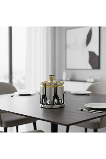 lya luxury 6'lı Tuzluk ve Baharatlık Seti - Gümüş Renk - Premium Tasarım - Dö...