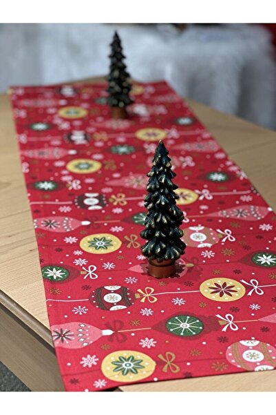 DÜŞLER EV TEKSTİLİ Black Christmas Patterned Runner