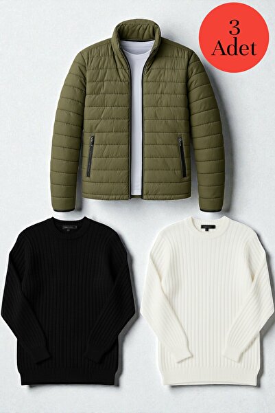 legends butik 3'lü Erkek Kışlık Kombin Paketi – 1 Adet Şişme Mont + 2 Adet Fi...