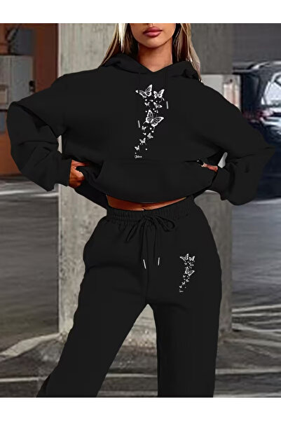 Sweet Cotton Unisex Butterfly Printed Hoodie Set