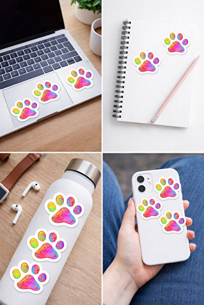 Limitless Design Colorful Psychedelic Paw Sticker Set 20X25 cm – Dog & Cat Pa...