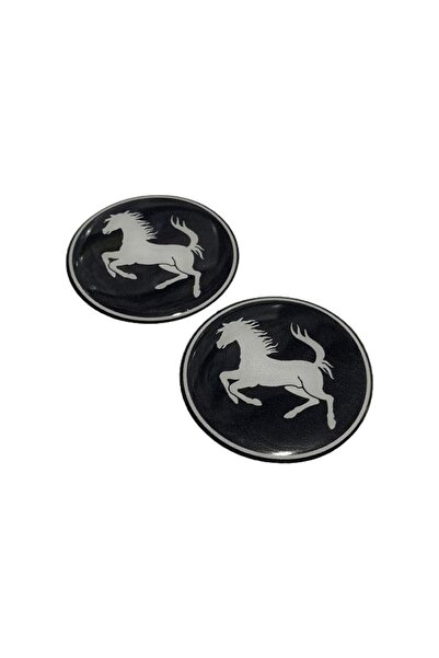 GMS EMİN MOTOR Ferrari Logo Damla Etiket Siyah Sticker 5x5cm 2 Adet