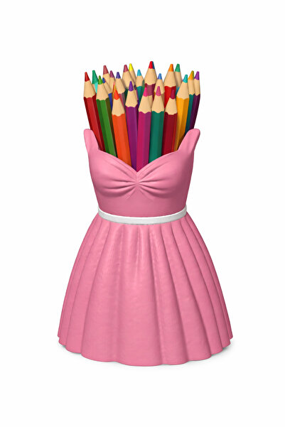 krh 3d print Colorful Crayons Pen Holder with Dress Design |   Desktop Decorative Pen Organizer
