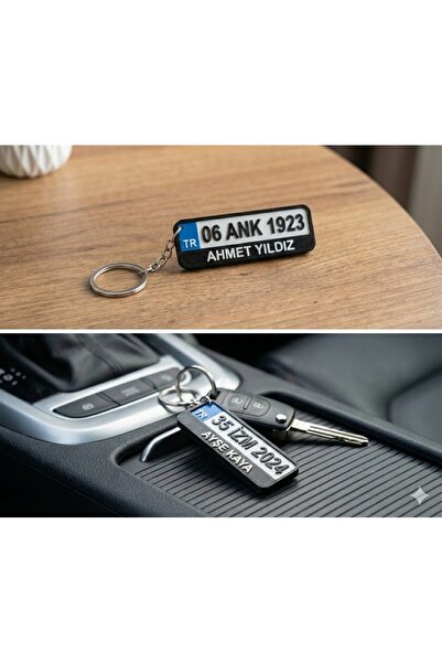 3Dnokta Kişiye Özel İsimli ve Plakalı 3D Baskı Anahtarlık - Araba Plakası Tas...