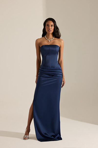 BETTY & SAM Daisy Lacivert Straplez Gece Elbisesi